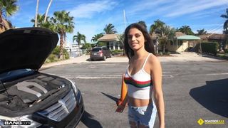 Roadside - Cute Latina Teen Fucked by Roadside Assistance