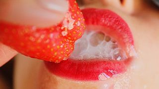 STRAWBERRIES WITH CUM-CREAM. a Delicacy Story of Food and Sperm Fetish. CIM