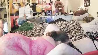 BIG BREASTED WOMAN THREESOME with STRAP ON Amy rides like a husband