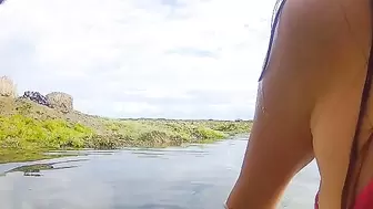 Underwater SEX on Public Rocky Beach # Cum-Shot and SPERM SWALLOW