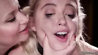 Blonde takes anal bondage sex at orgy