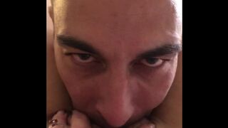 Daddy eats my juicy vagina, quiet real cumming at the hotel, on V-Day