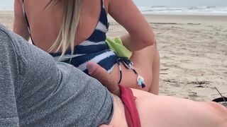 Quickie on public beach, people walking near - Real Homemade