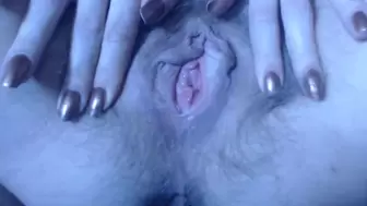 Amazing Hairy Vagina Squirting Close up and Show Pink inside