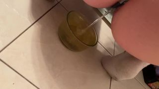 Mistress Alexis Pees and DUMPS a FULL BOWL OF TASTY PISS ON SLAVES FACE