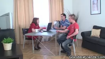 Very older Old Lady Threesome Sex in the Office