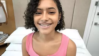 18 Year Older Puerto Rican with braces makes her first porn