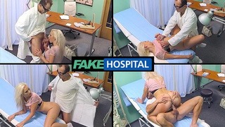 Fake Hospital - Real cheating by a blonde as she spreads her legs and rides a doctor