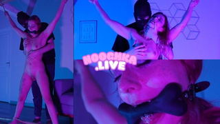 BONDAGE BDSM - Thin Alt française gicle attachée par son Dom