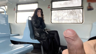 Public Hand-job on a train Ends in a Bj from a Stranger - Public Cumwalk