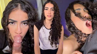 Pretty 18-year-cougar Hispanic nervously records her first sextape for her profile.